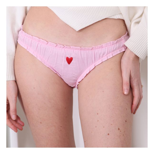 Simone Embroidered Heart Organic Cotton Briefs | Rosa