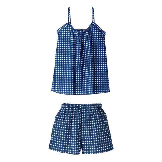 Hortense Gingham Pyjama Set Blu