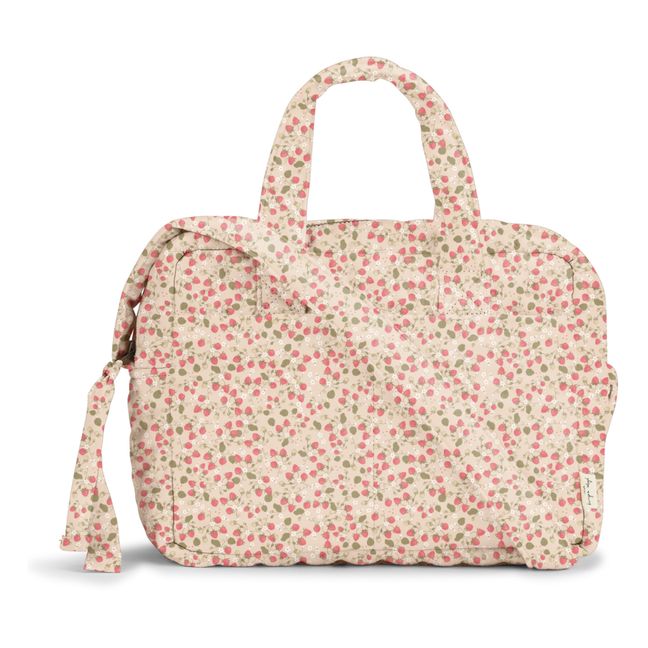 Sac à langer pour poupée en coton bio Strawberry fields | Rose