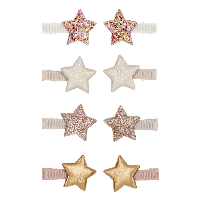 Star Hair Clips - Set of 8 Pale pink