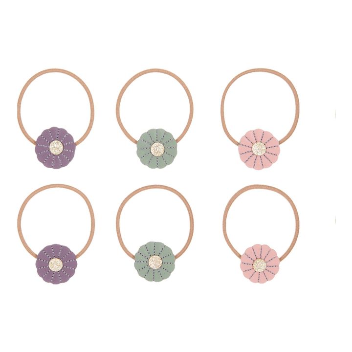 Flower Hair Elastics - Set of 6 | Pink- Product image n°0
