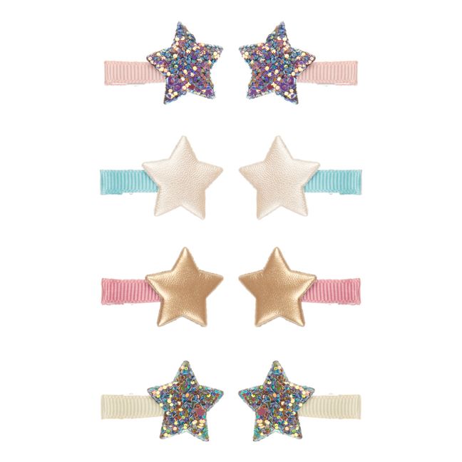 Star Hair Clips - Set of 8 Pink