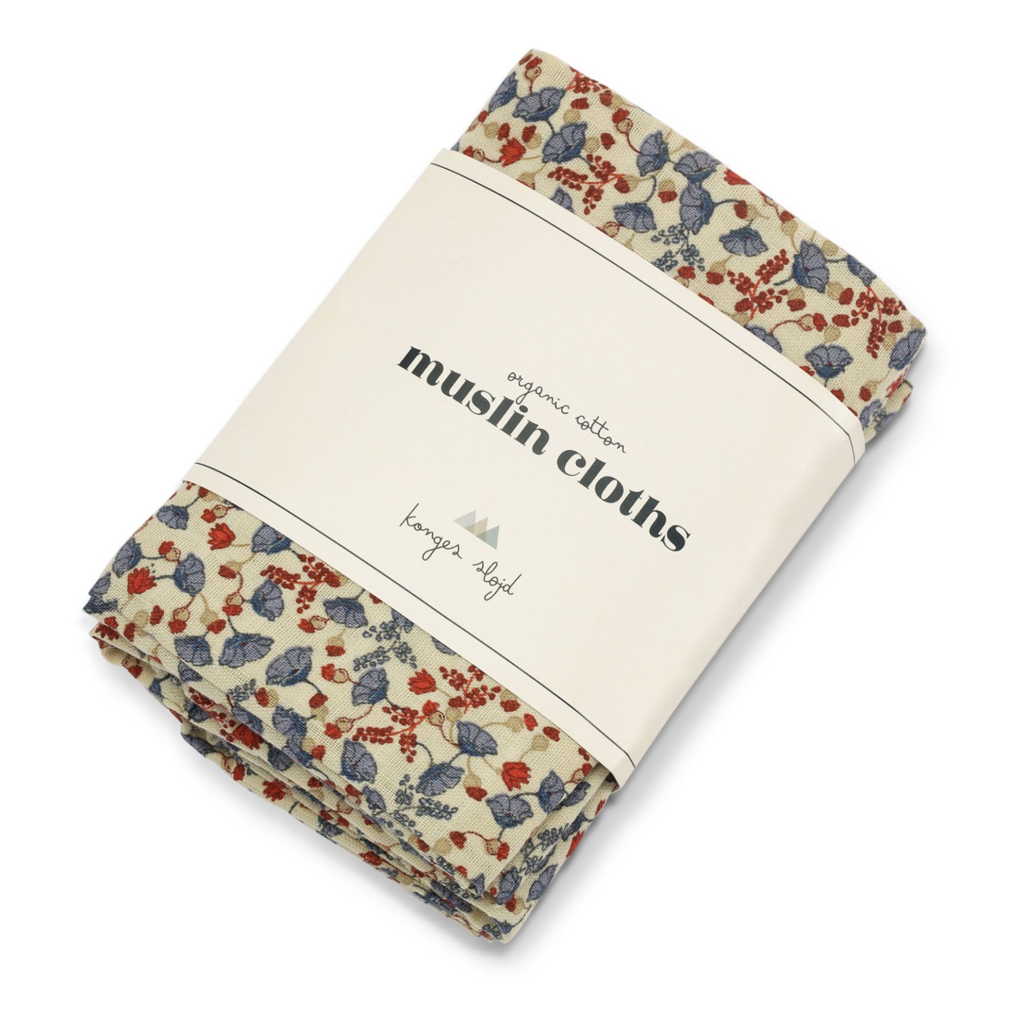 Konges Sløjd - Flower Market Organic Cotton Swaddling Cloths - Set of 3 - Blue | Smallable