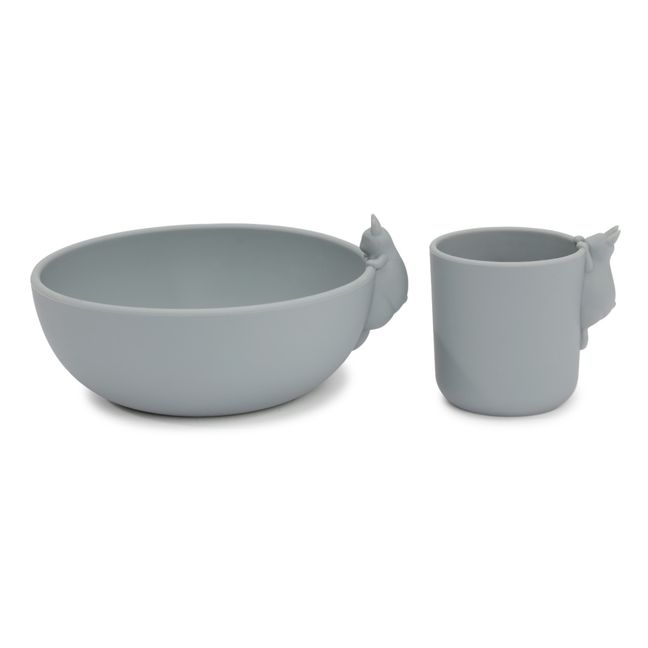 Bol et tasse Lapin en silicone | Bleu