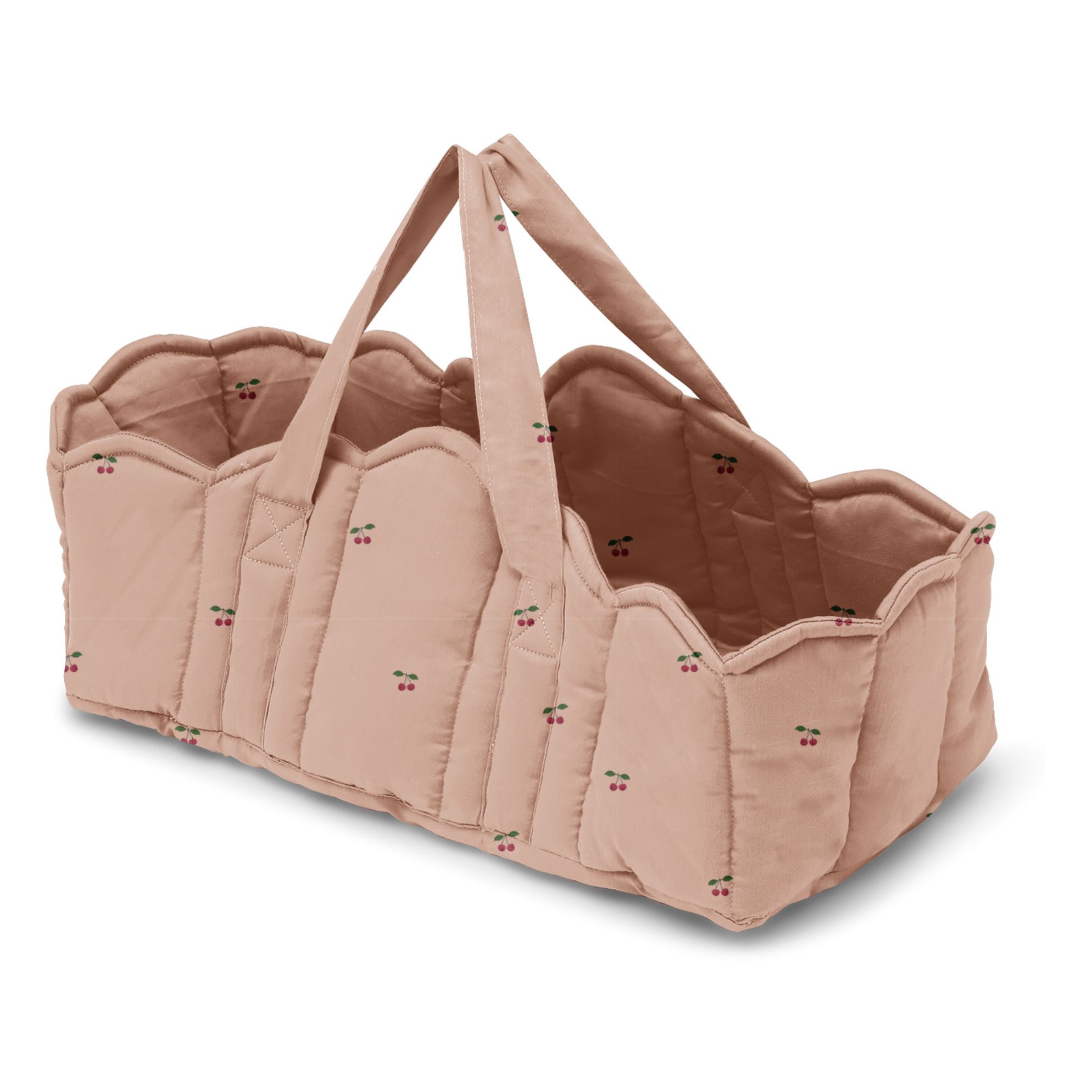 Cherry Blush Organic Cotton Doll Basket | Pink- Product image n°0