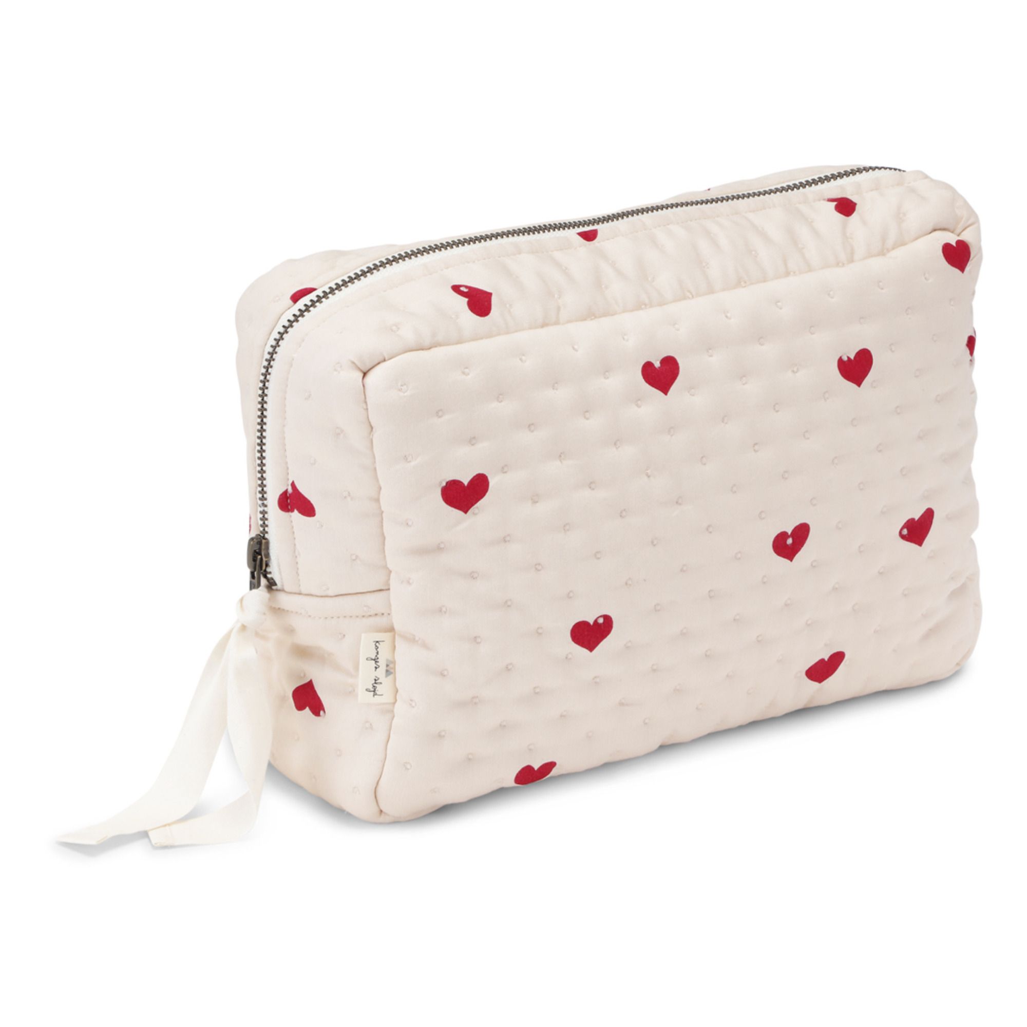 Amour Rouge Organic Cotton Quilted Toiletry Bag - Large | Red- Product image n°0