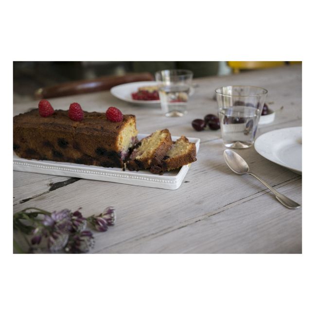 Plato rectangular Louis XVI de pocelana | Blanco