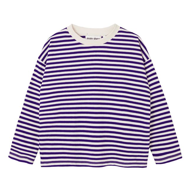 Striped Organic Cotton T-shirt | Royal blue