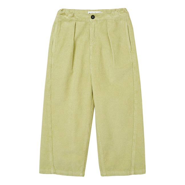 Organic Cotton Velour Trousers | Verde Pálido