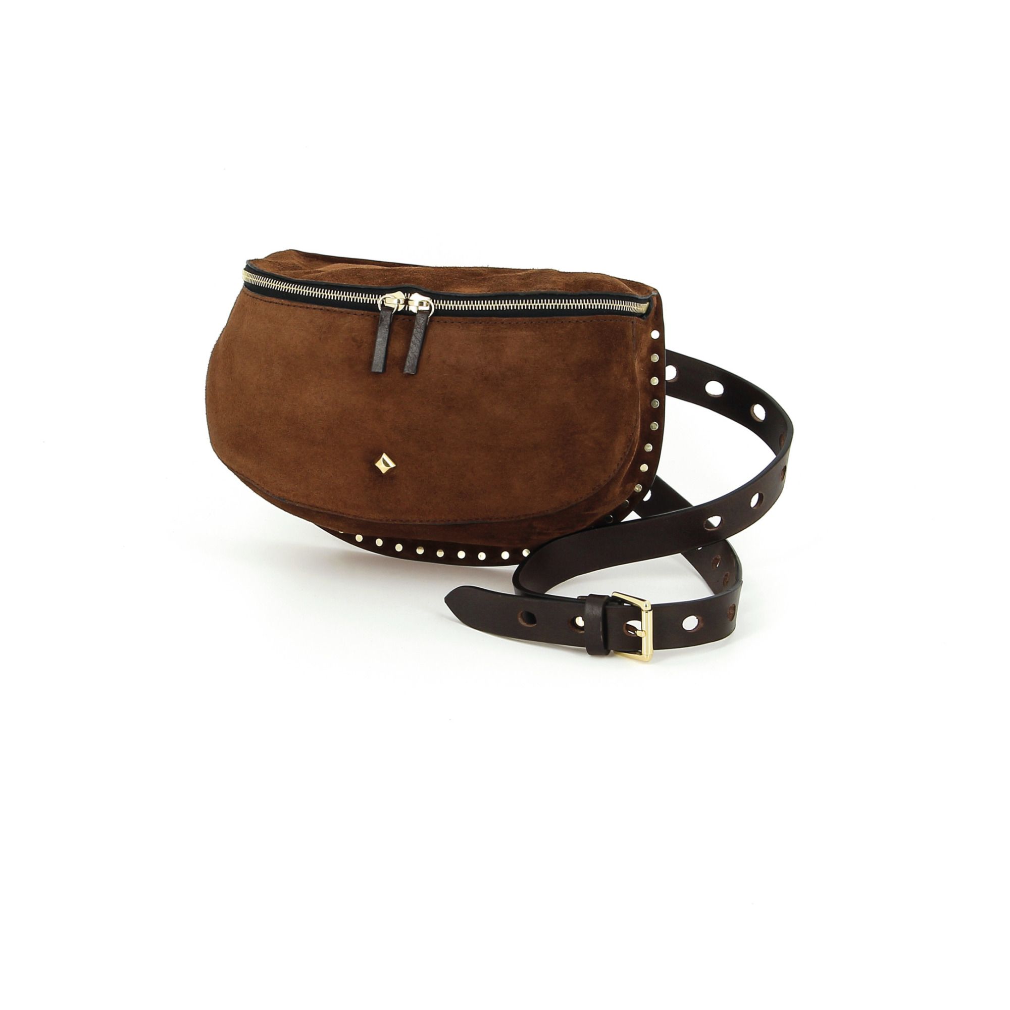 Lili Velour Stud Belt Bag | Brown- Product image n°0