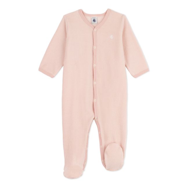 Cubble Recycled Terry Cloth Footed Pyjamas | Pale pink