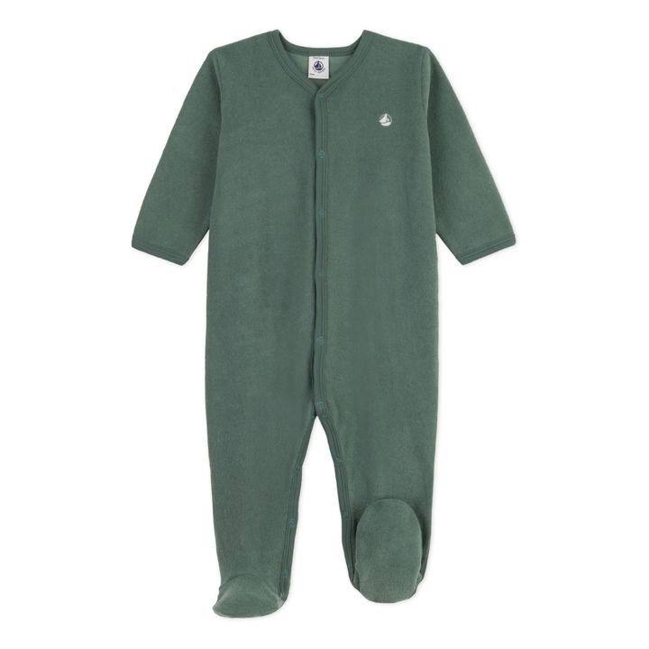 Cubble Recycled Terry Cloth Footed Pyjamas | Khaki- Product image n°0