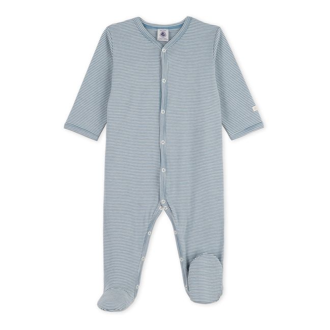 Pyjama à Pieds Coton Bio Crame Bleu gris