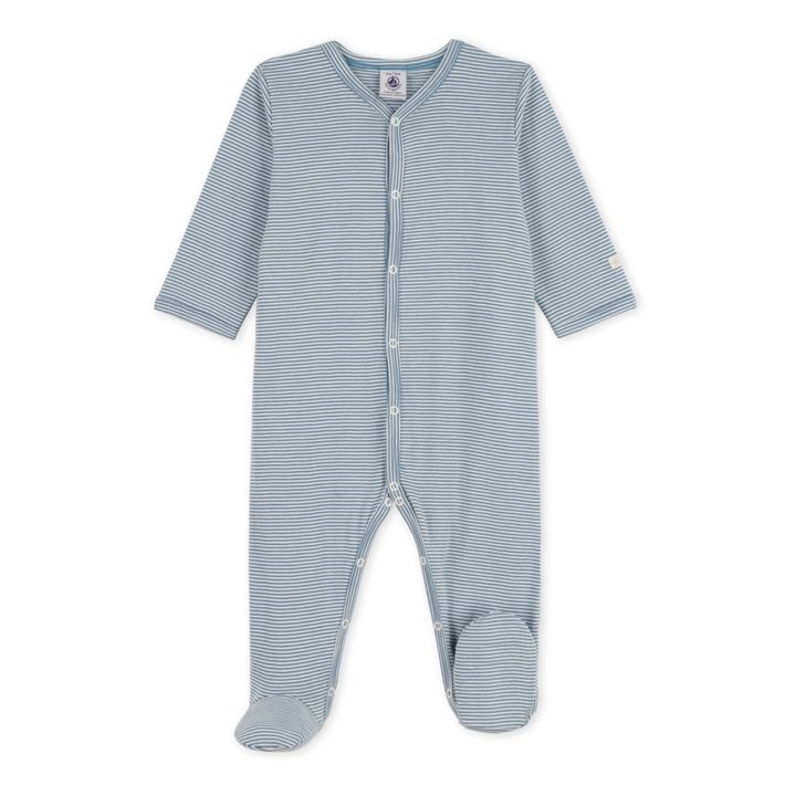 Pyjama à Pieds Coton Bio Crame Bleu gris- Image produit n°0