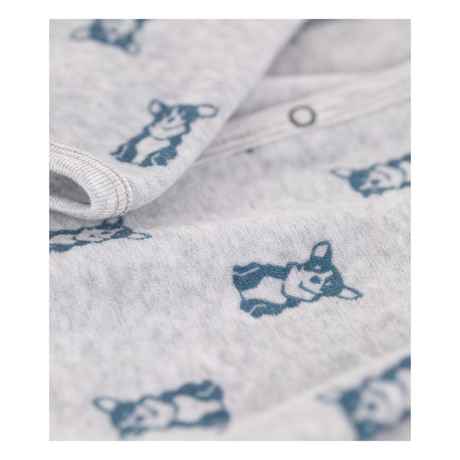 Chanvre Organic Velour Footed Pyjamas | Graublau