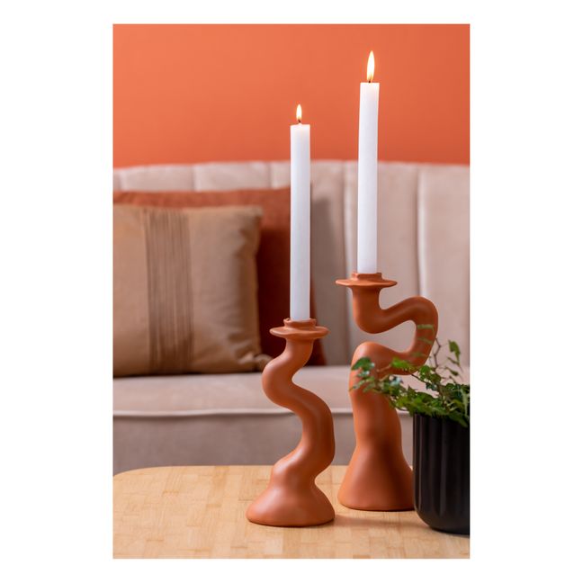 Organic Swirl Candle Holder - M | Terracotta