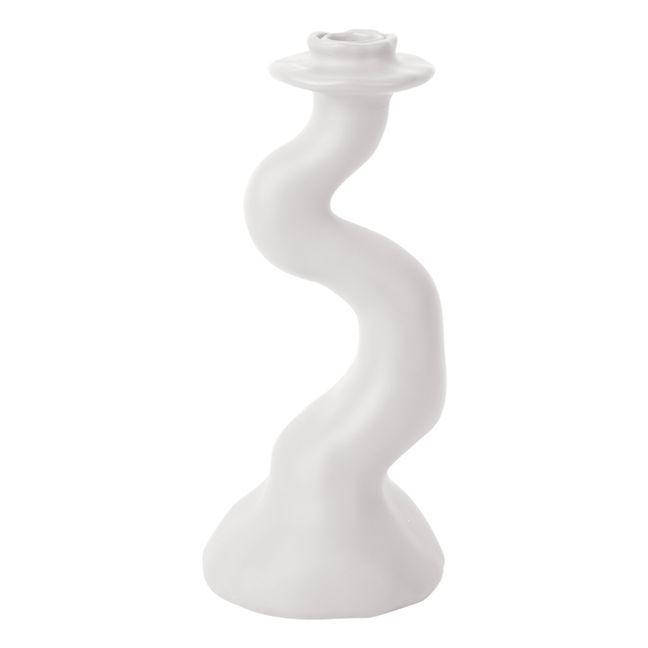 Organic Swirl Candle Holder - M | White