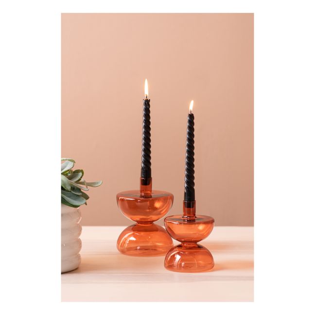 Diabolo Glass Candle Holder  | Terracotta