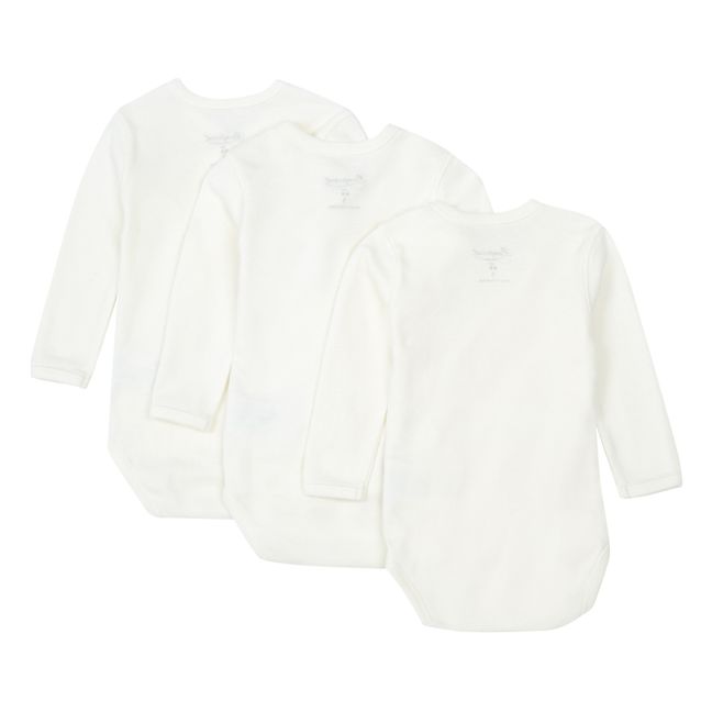 Cotton Baby Bodysuits - Set of 3 Ecru