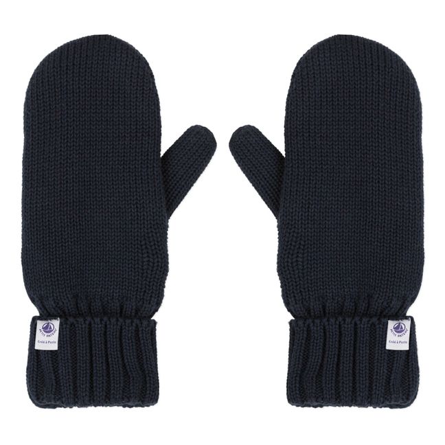 Lined Cotton Mittens | Navy