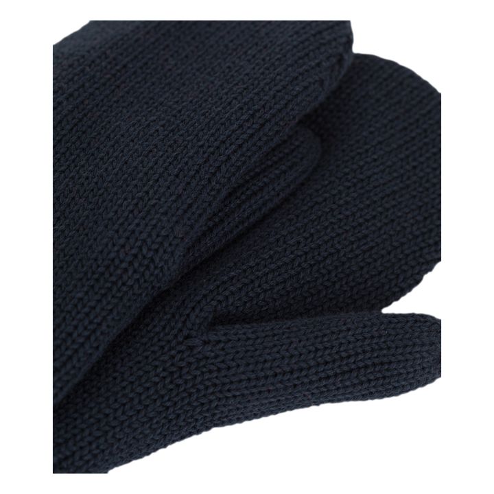 Lined Cotton Mittens | Navy blue- Product image n°1