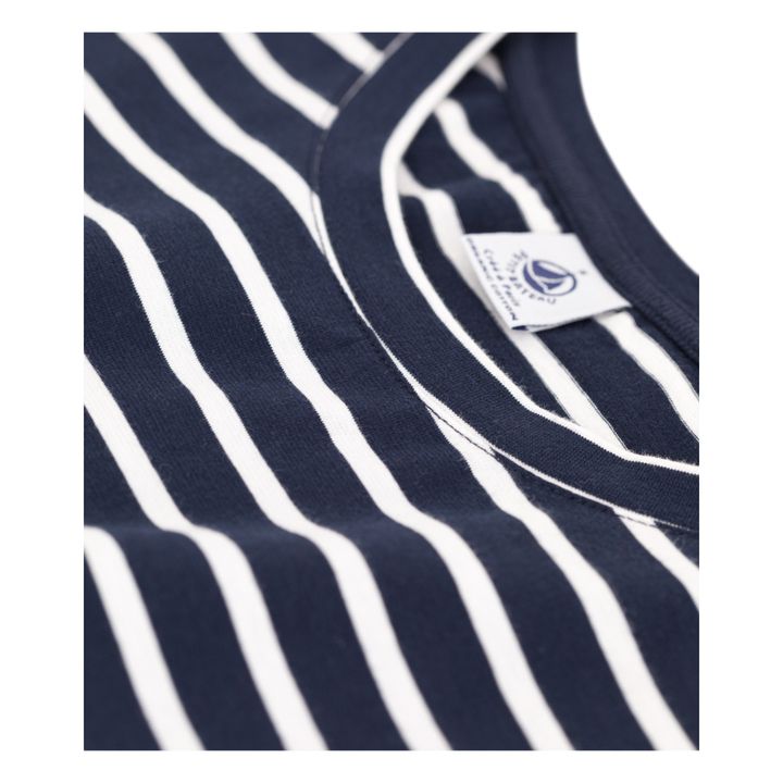 Organic Cotton Striped Crew Neck T-shirt - Women’s Collection  | Azul Marino- Imagen del producto n°3