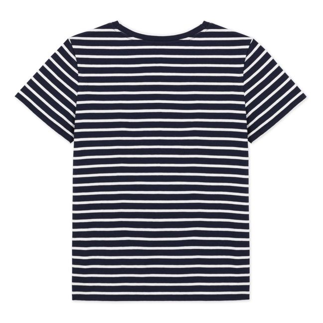 Organic Cotton Striped Crew Neck T-shirt - Women’s Collection  | Azul Marino
