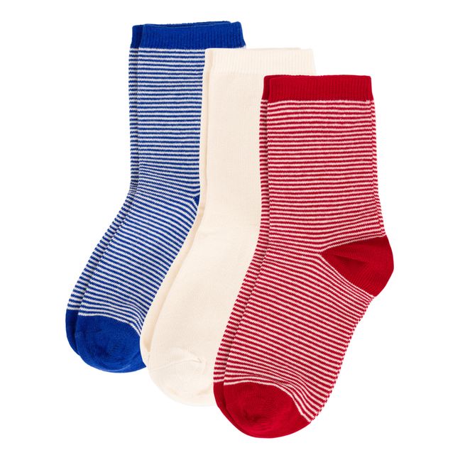 Striped Socks - Set of 3 Rojo