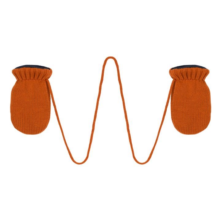 Organic Cotton Knitted Mittens | Orange- Product image n°0