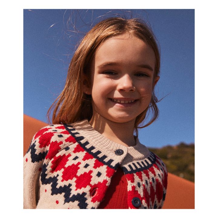 Carita Jacquard Knitted Cardigan | Beige- Product image n°3