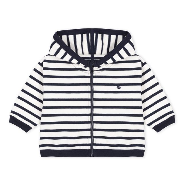 Jersey Striped Hoodie White