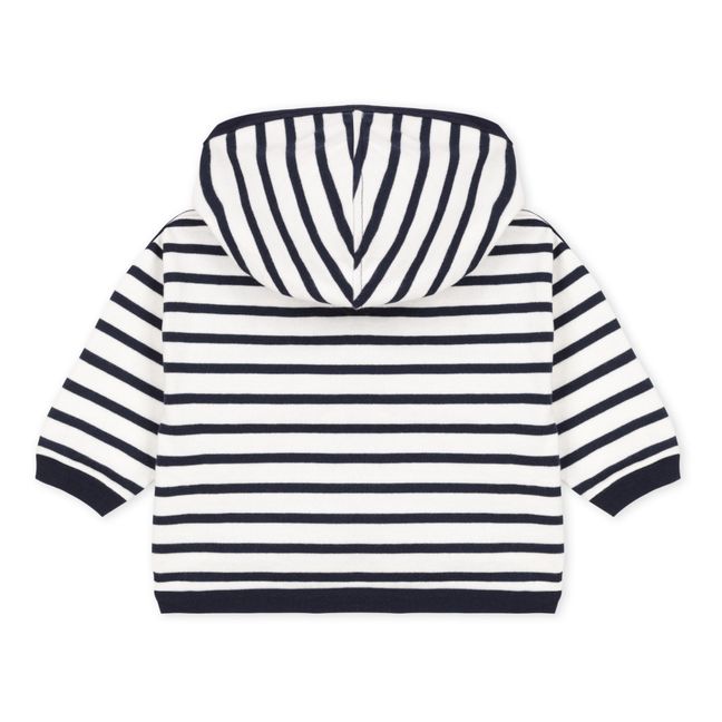 Jersey Striped Hoodie | White