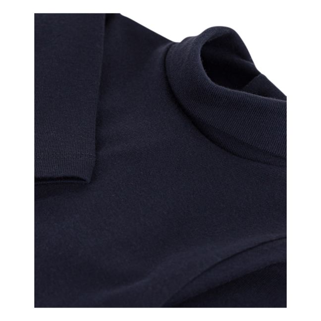Cadenas Organic Cotton Roll Neck Baby Bodysuit | Navy blue