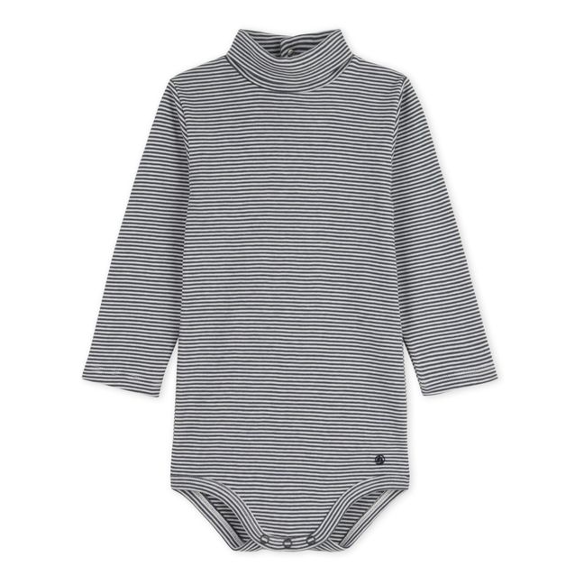 Cahier Organic Cotton Roll Neck Baby Bodysuit | Grey