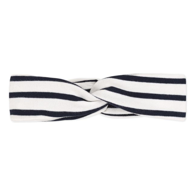 Striped Jersey Headband | Navy blue