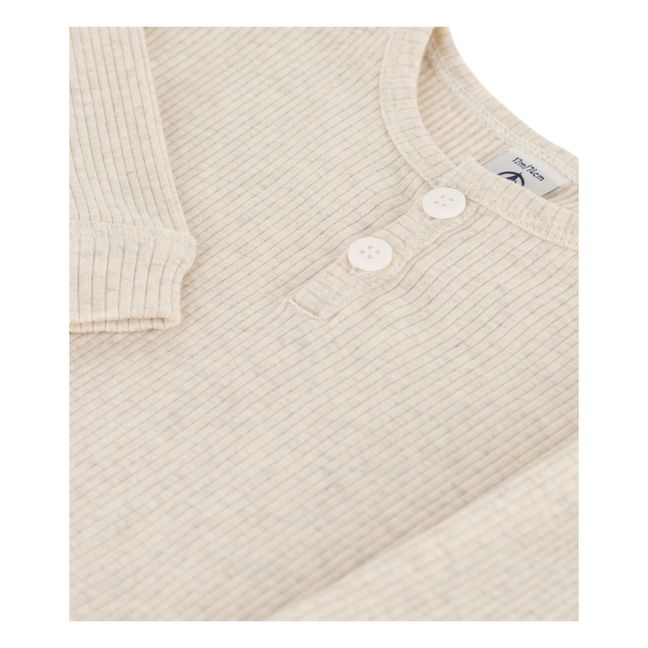 Campus Ribbed Organic Cotton T-shirt Beige