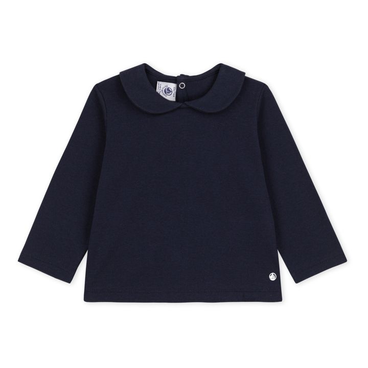 Capeline Organic Cotton Peter Pan Collar Blouse Navy blue- Product image n°0