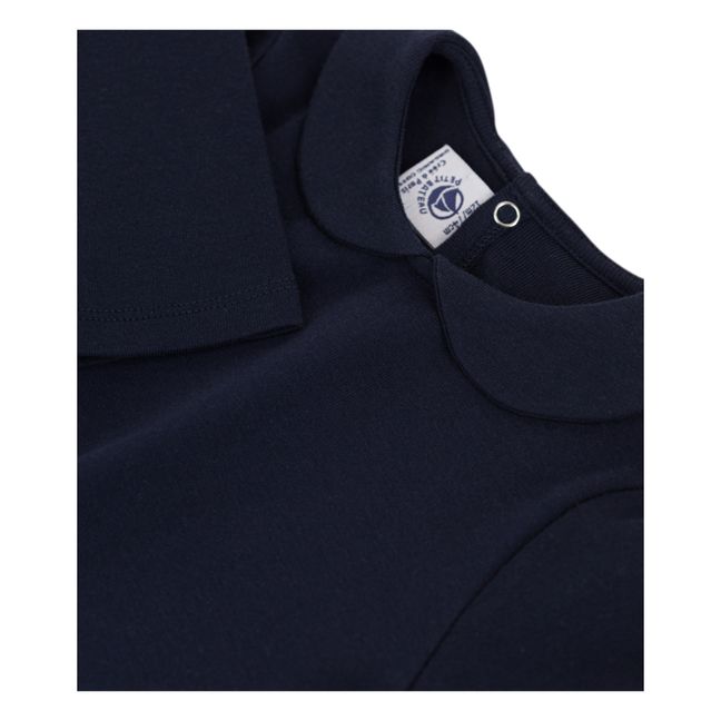 Capeline Organic Cotton Peter Pan Collar Blouse | Navy blue