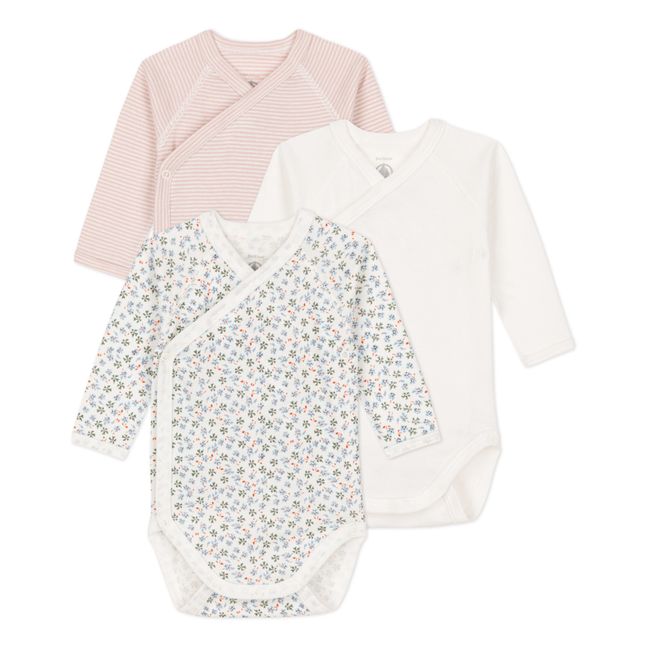 Cachet Organic Cotton Wrap Over Baby Bodysuits - Set of 3 | Weiß