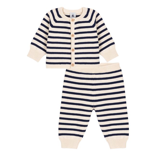 Cyrano Striped Knitted Top & Bottom Set Blue