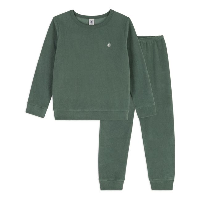 Cison Recycled Terry Cloth Pyjamas | Dark green