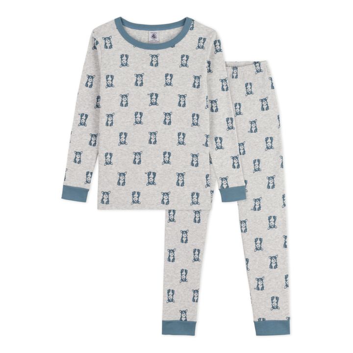 Pyjama Velours Coton Bio Christen | Bleu gris- Image produit n°0