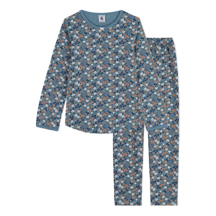 Claudette Organic Cotton Pyjamas | Grey blue- Product image n°0