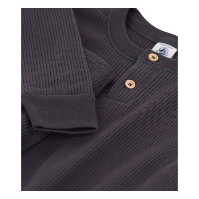 Cobyou Ribbed Organic Cotton Pyjamas | Charcoal grey