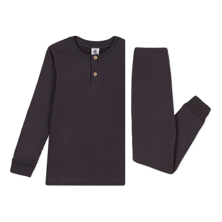 Cobyou Ribbed Organic Cotton Pyjamas | Charcoal grey- Product image n°2
