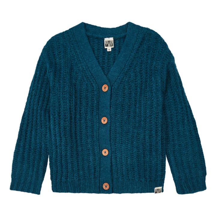 New Magic Elbow Patch Cardigan Peacock blue- Product image n°0