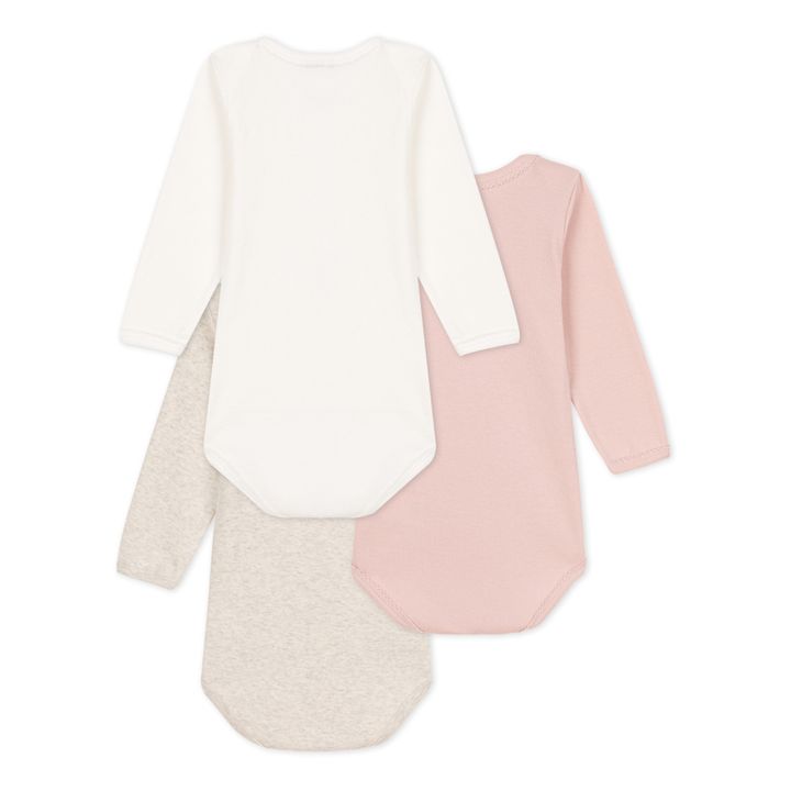 Organic Cotton Bow Baby Bodysuits - Set of 3 | Gris Jaspeado- Imagen del producto n°2