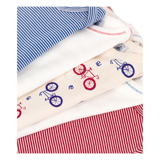 Organic Cotton Bicycle Baby Bodysuits - Set of 5 Crema