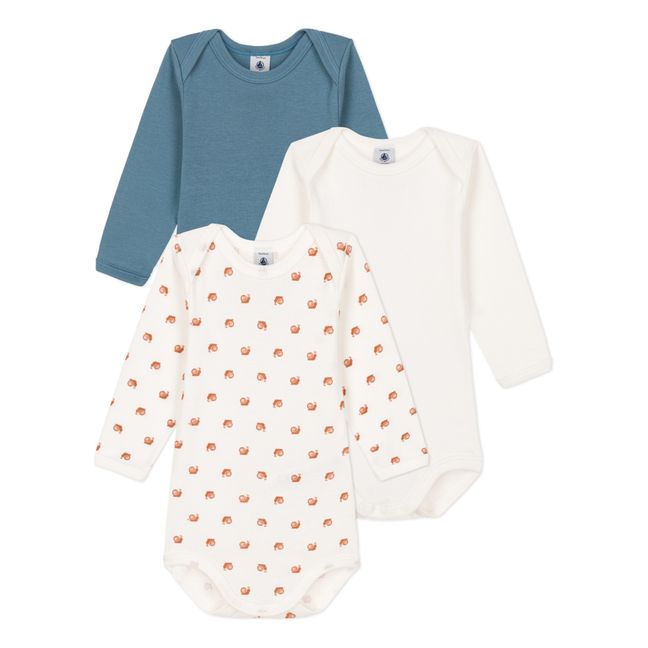 Snail Organic Cotton Baby Bodysuits - Set of 3 | Ecru