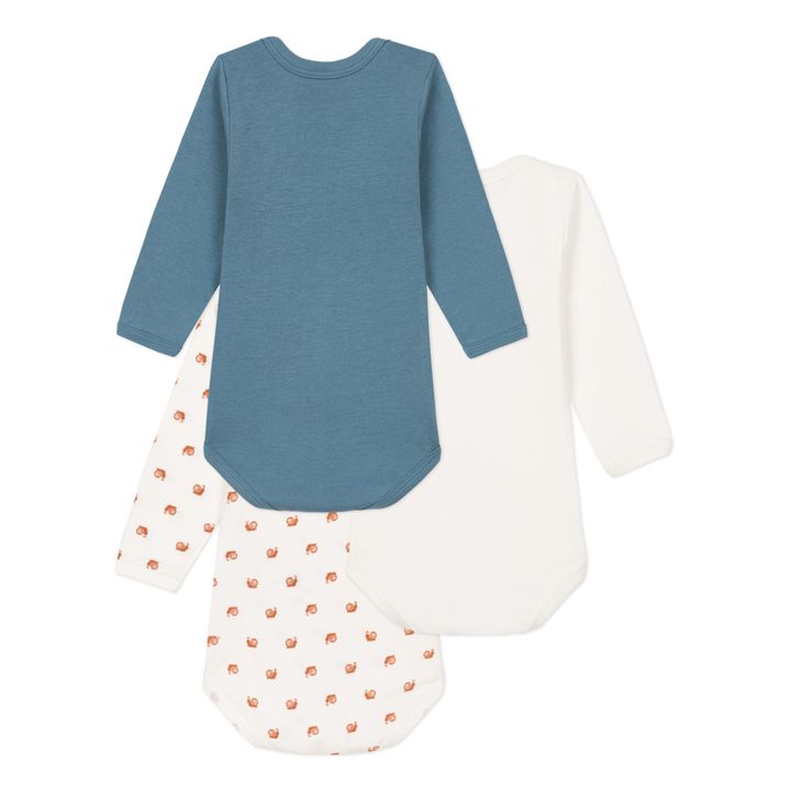 Snail Organic Cotton Baby Bodysuits - Set of 3 | Ecru- Product image n°2